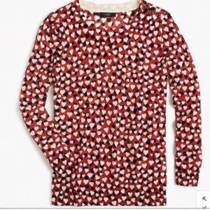 J Crew Tippi Sweater in Printed Hearts